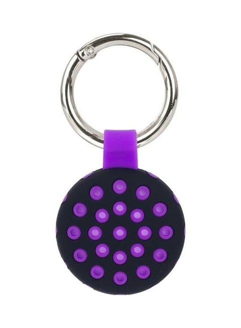 Dot Anti-Scratch Shockproof Silicone Case With Keychain For Apple AirTag Black/Purple