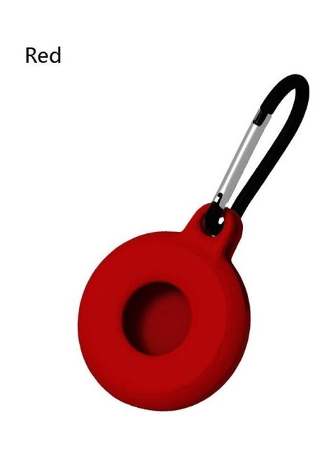 4-Piece Round Shape Shockproof Anti-scratch Silicone Case With Carabiner For Apple AirTag Red