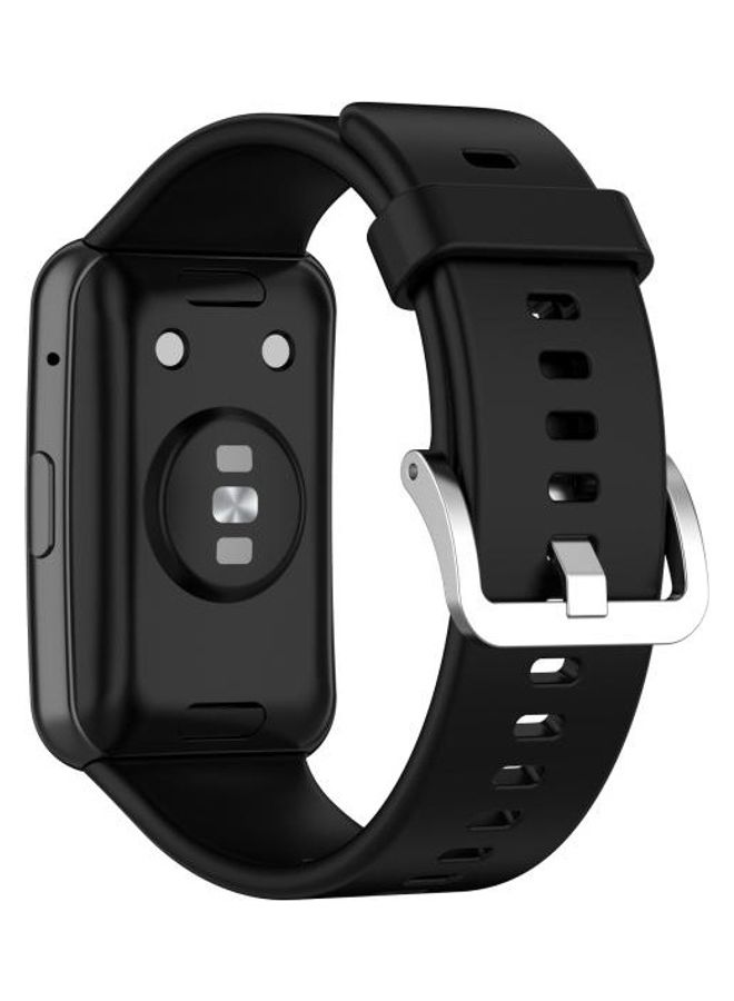 BGM Silicone Replacement Band With Stainless Steel Buckle For Huawei Watch Fit Black - Image 5