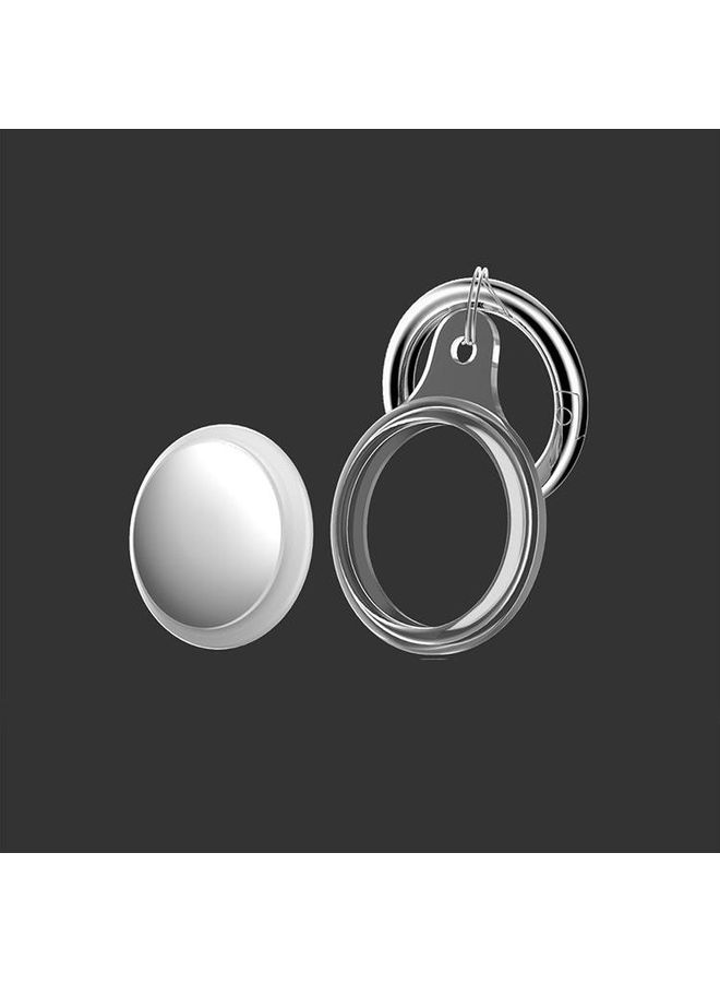 BGM - Glacier TPU Anti-Scratch Shockproof Protective Cover With Spring Clasp Hanging Ring For Apple AirTag Transparent Black/Silver - Image 1