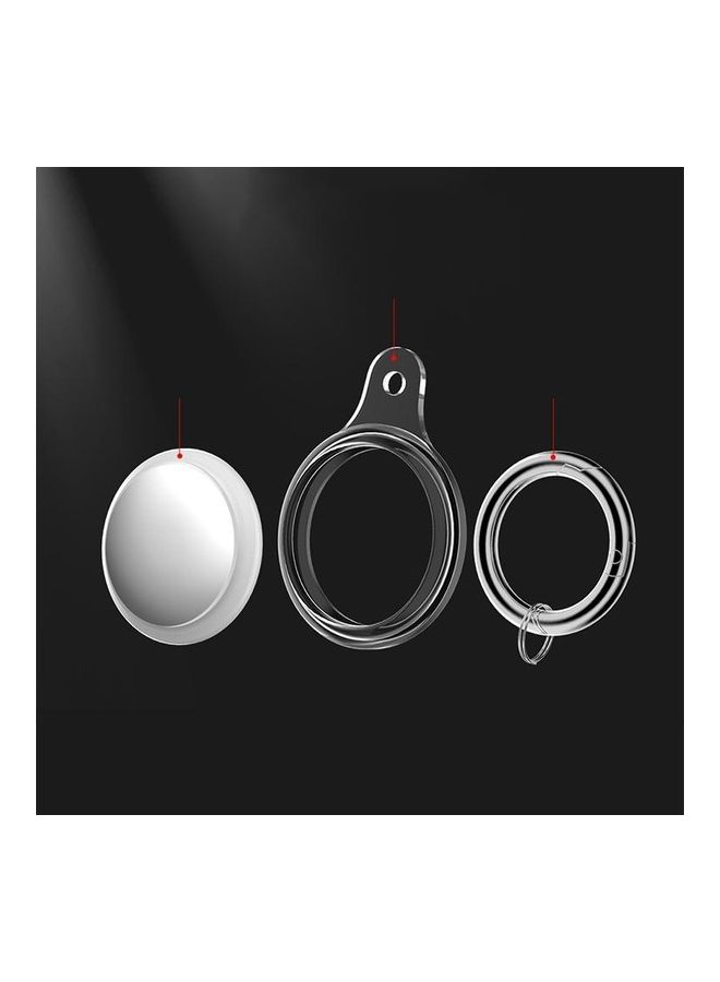 BGM - Glacier TPU Anti-Scratch Shockproof Protective Cover With Spring Clasp Hanging Ring For Apple AirTag Transparent Black/Silver - Image 1