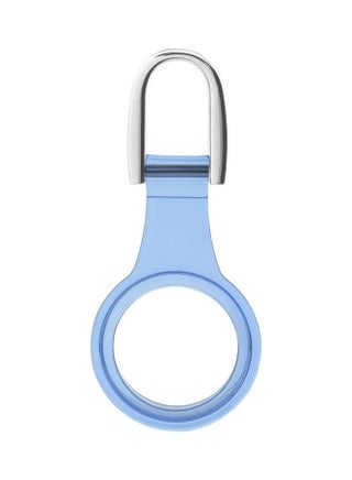 3-Piece TPU Soft Rubber Protective Cover With U-Shaped Keychain For Apple AirTag Transparent Blue/Silver - v1631103284/N50686467A_1