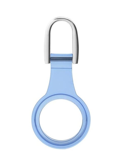 3-Piece TPU Soft Rubber Protective Cover With U-Shaped Keychain For Apple AirTag Transparent Blue/Silver