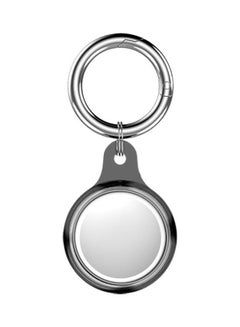 BGM Glacier TPU Anti-Scratch Shockproof Protective Cover With Spring Clasp Hanging Ring For Apple AirTag Transparent Black/Silver  - Image 1
