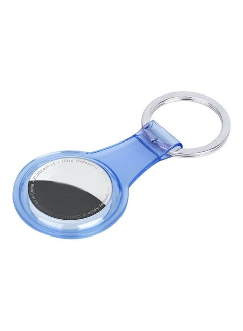 Anti-Scratch TPU Shockproof Protective Cover With Keychain Ring Loop For Apple AirTag Transparent Blue