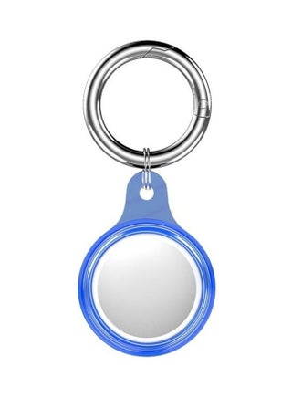 Anti-Scratch TPU Shockproof Protective Cover With Keychain Ring Loop For Apple AirTag Transparent Blue/Silver - v1631103284/N50686470A_1