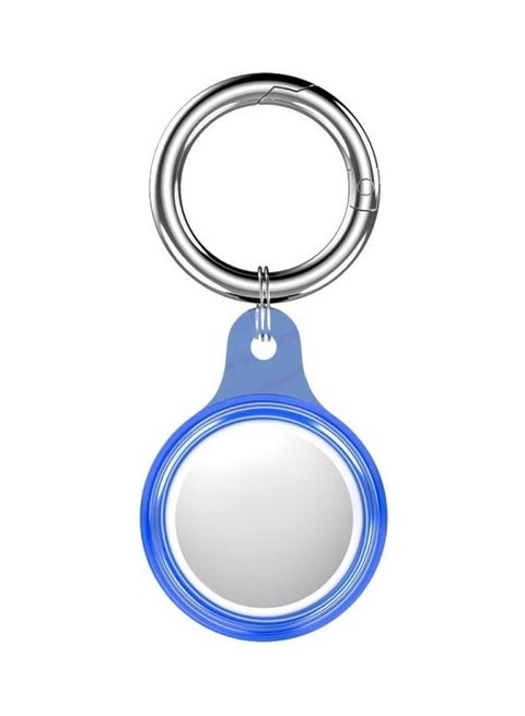 Anti-Scratch TPU Shockproof Protective Cover With Keychain Ring Loop For Apple AirTag Transparent Blue/Silver