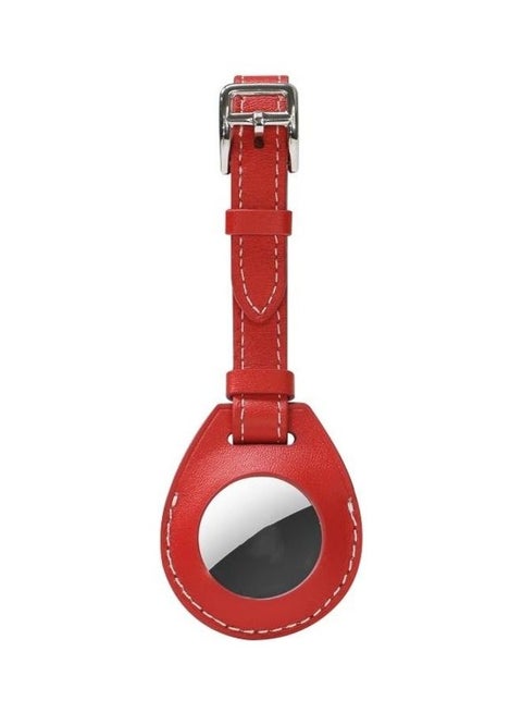 Shockproof Anti-Scratch Leather Case With Hang Loop For Apple AirTag Red