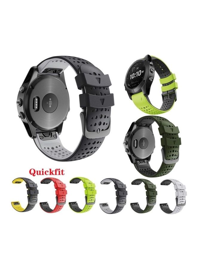 BGM Silicone Round Hole Quick Release Replacement Strap For Garmin Fenix 6 Blue/White - Image 4