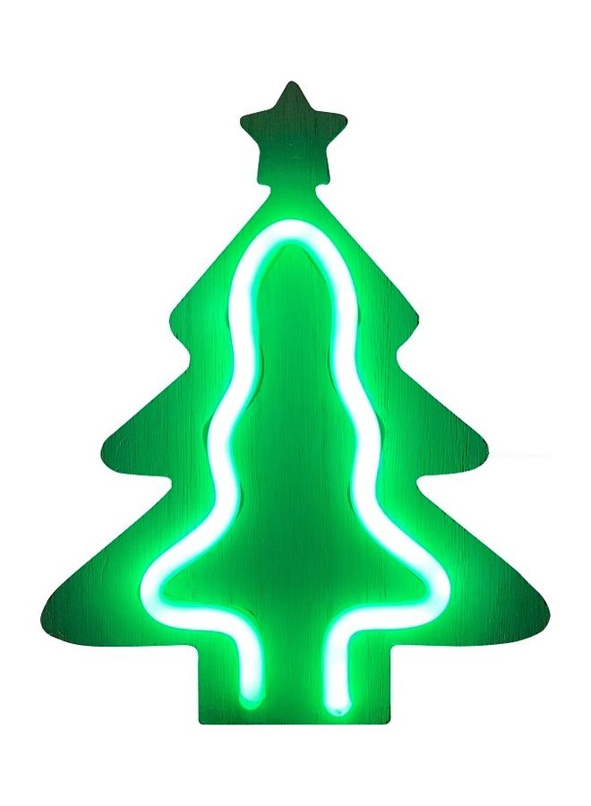 سلة مصباح LED خشبي بتصميم شجرة نيون مقاس 21x17 سم أخضر 21x17سم - Image 1
