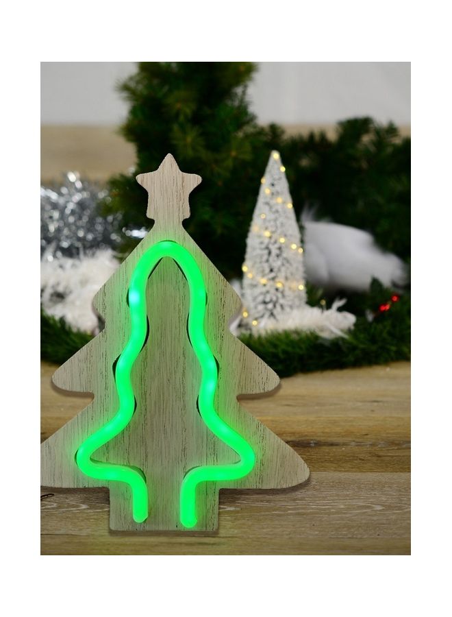 سلة مصباح LED خشبي بتصميم شجرة نيون مقاس 21x17 سم أخضر 21x17سم - Image 3