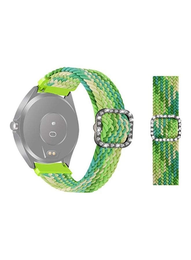 BGM Braided Elastic Diamond Buckle Replacement Band For Garmin Venu/Vivoactive 3 20mm Lime Green - Image 1