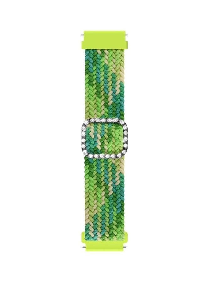 BGM Braided Elastic Diamond Buckle Replacement Band For Garmin Venu/Vivoactive 3 20mm Lime Green - Image 2
