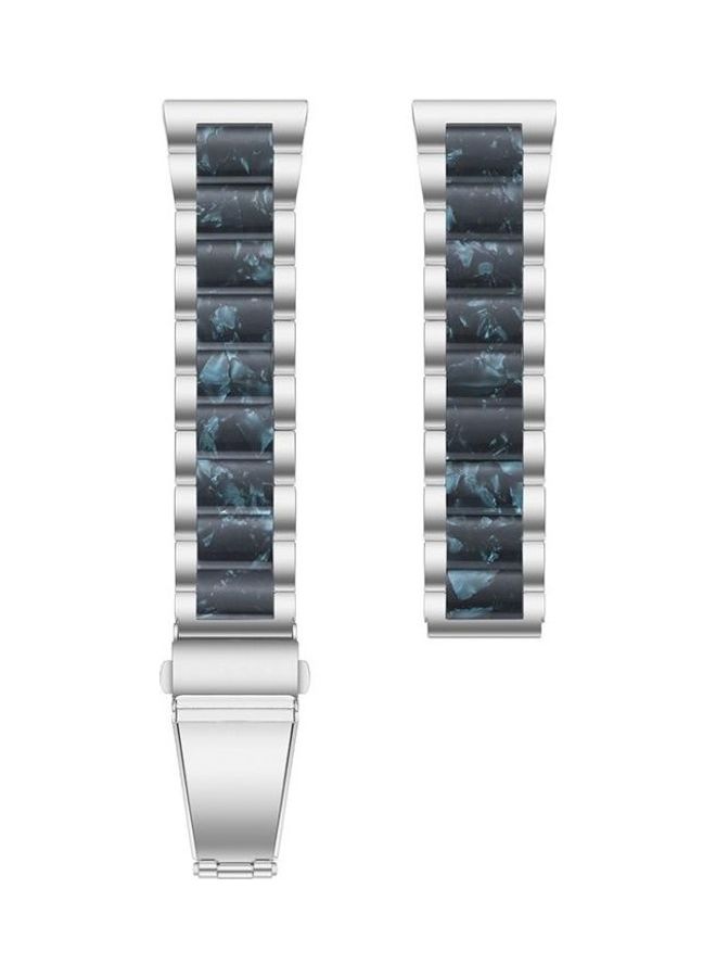 BGM Universal Three-Beads Stainless Steel And Resin Replacement Strap Watchband For Garmin Venu/Vivoactive 3 Music 20mm Silver/Blue - Image 2