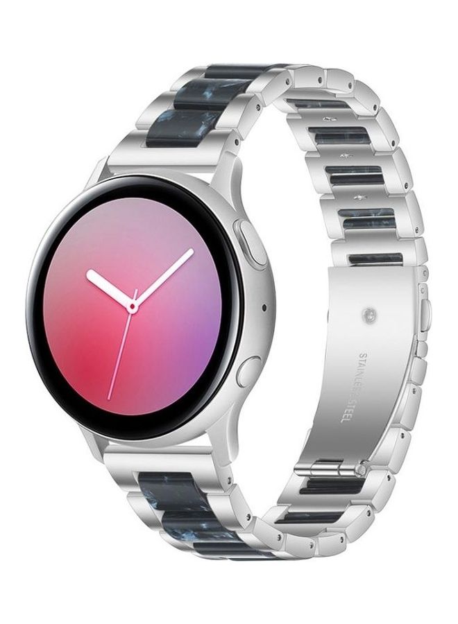 BGM Universal Three-Beads Stainless Steel And Resin Replacement Strap Watchband For Garmin Venu/Vivoactive 3 Music 20mm Silver/Blue - Image 3