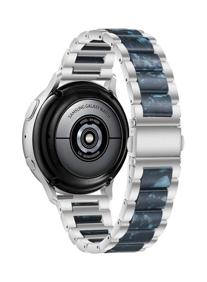 BGM Universal Three-Beads Stainless Steel And Resin Replacement Strap Watchband For Garmin Venu/Vivoactive 3 Music 20mm Silver/Blue - Image 4