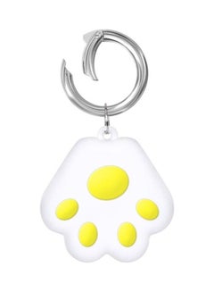 Cute Cat Paw Silicone Shockproof Protective Cover Soft Case with Keychain Ring Loop For Apple AirTag Yellow
