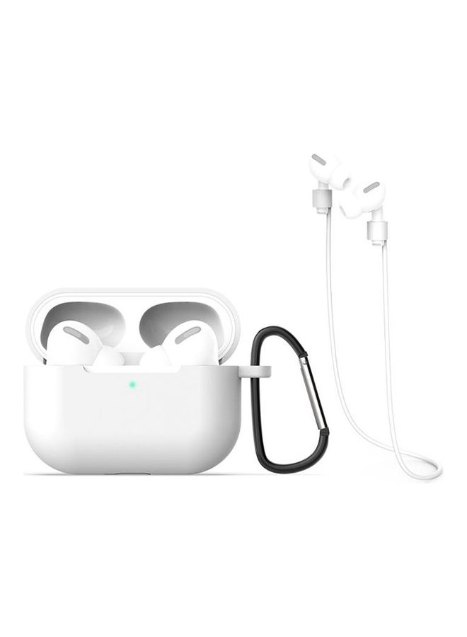 بي جي إم غطاء حماية واق لسماعة الأذن من السيليكون مع خطاف وحبل مضاد للضياع لسماعات أبل آيربودز برو 3 في 1 أبيض - Image 1