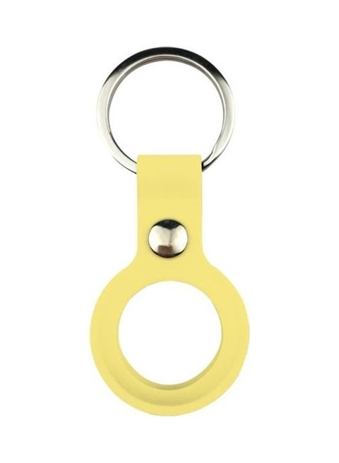 Liquid Silicone Shockproof Protective Cover Soft Case with Keychain Ring For Apple AirTag Yellow