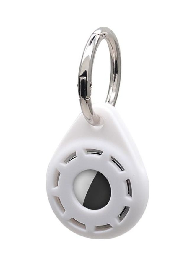 BGM - Silica Gel Anti-Scratch Shockproof Protective Soft Case Cover With Keychain Ring Loop For Apple AirTag White/Silver - Image 1