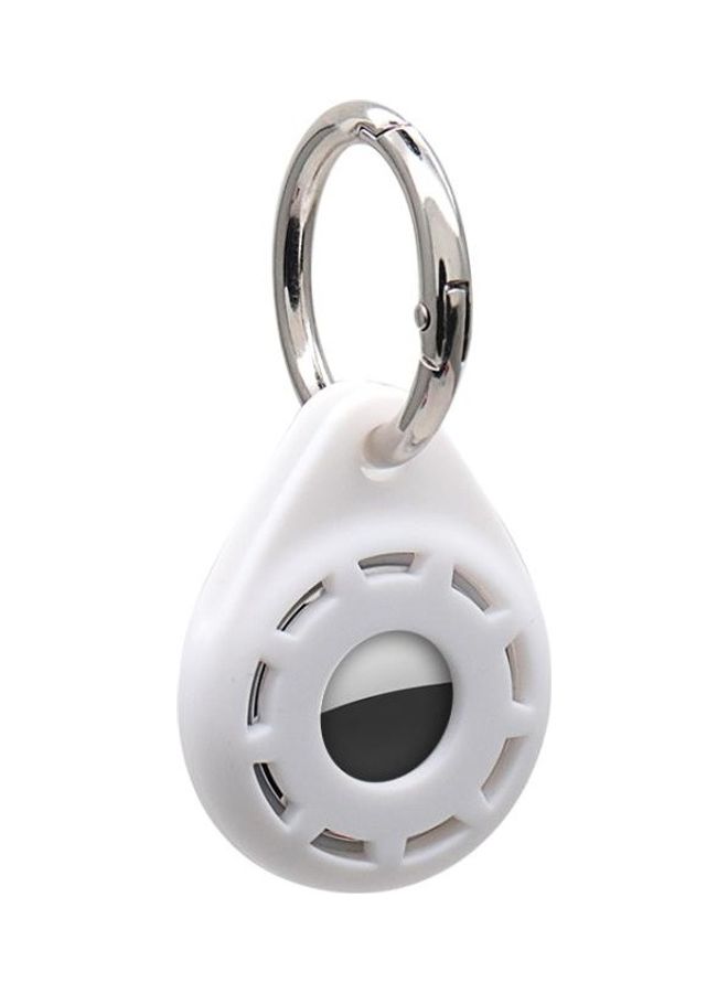 BGM - Silica Gel Anti-Scratch Shockproof Protective Soft Case Cover With Keychain Ring Loop For Apple AirTag White/Silver - Image 1