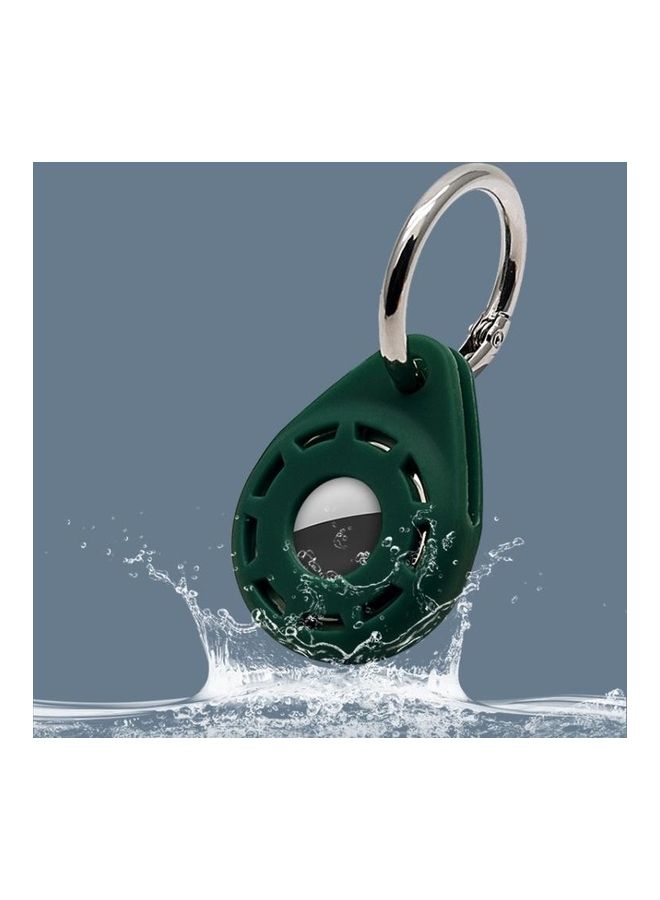 BGM - Silica Gel Anti-Scratch Shockproof Protective Soft Case Cover With Keychain Ring Loop For Apple AirTag White/Silver - Image 1