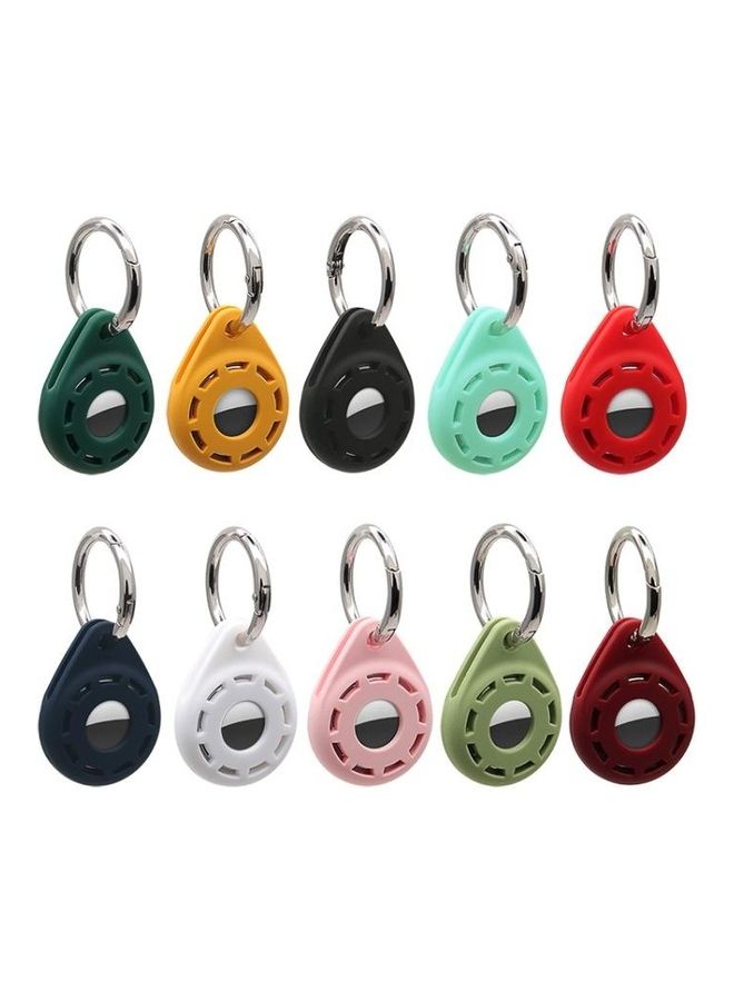 BGM - Silica Gel Anti-Scratch Shockproof Protective Soft Case Cover With Keychain Ring Loop For Apple AirTag White/Silver - Image 1