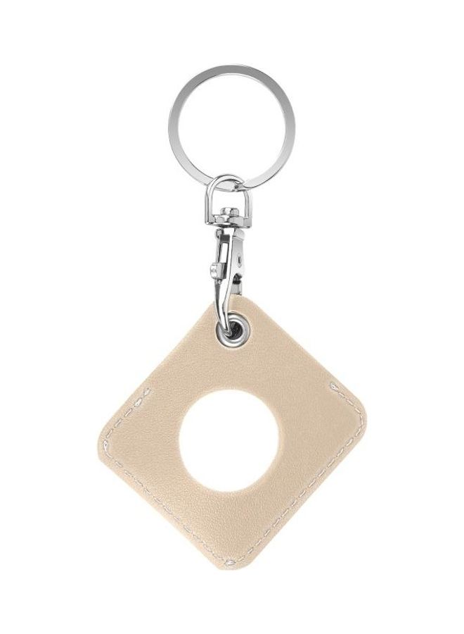 BGM - Square PU Leather Case Shockproof Anti-Scratch Protective Cover with Keychain Ring Loop For Apple AirTag Gold - Image 1