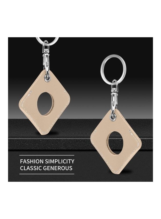 BGM - Square PU Leather Case Shockproof Anti-Scratch Protective Cover with Keychain Ring Loop For Apple AirTag Gold - Image 1