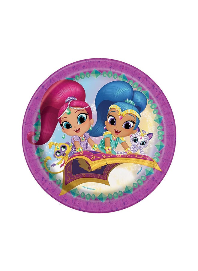 ريزكولر طقم أطباق حفلات بطبعة عبارة "Shimmer And Shine" من 8 قطع" 9بوصة  - Image 1