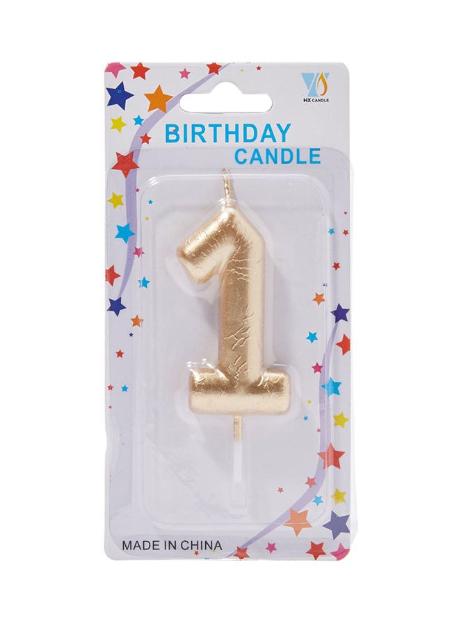 SARVAH Number-1 Gold Colour With Stick Birthday Candle  - Image 1