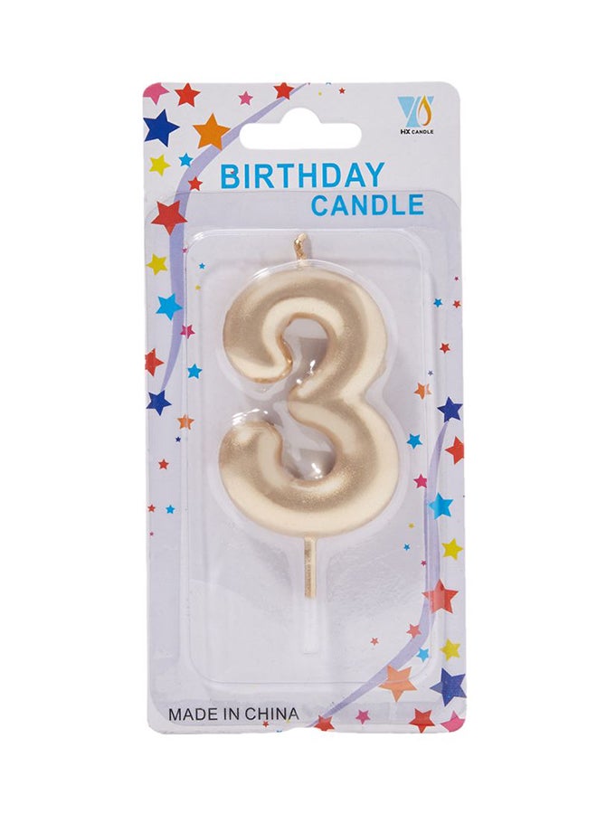 سارفا شمعة عيد ميلاد برقم 3 بلون ذهبي ومثبتة على عصا - Image 1
