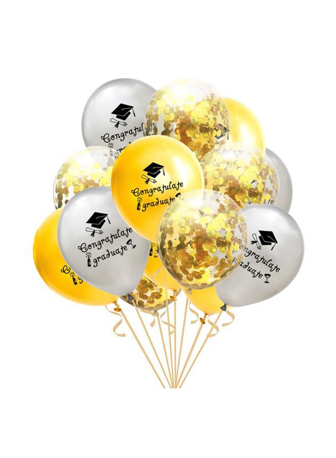 Sharpdo 15-Piece Congratulate Graduate Printed Decorative Balloon Set With Gold Confetti Balloons