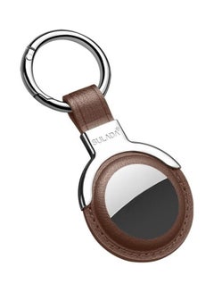 SULADA Protective Leather Case Cover with Switchable Keychain Ring For Apple AirTag Coffee Brown