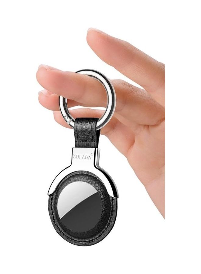 BGM - SULADA Protective Leather Case Cover with Switchable Keychain Ring For Apple AirTag Coffee Brown - Image 1
