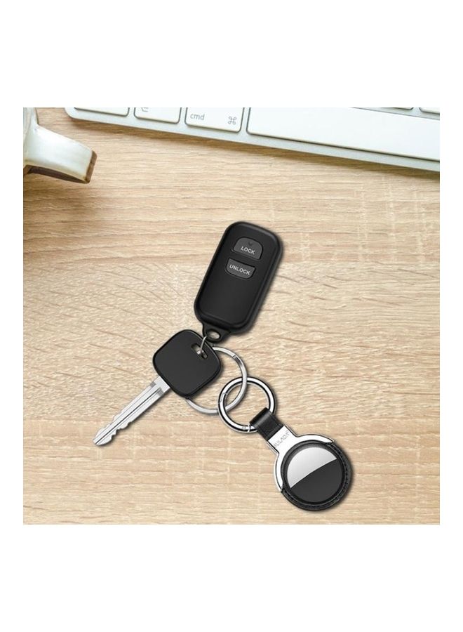 BGM - SULADA Protective Leather Case Cover with Switchable Keychain Ring For Apple AirTag Coffee Brown - Image 1