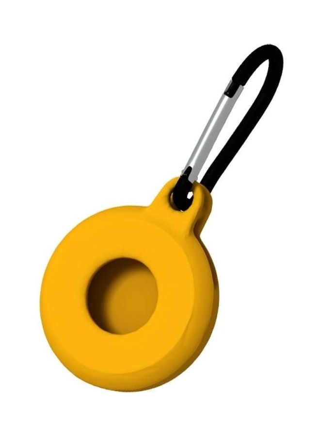 BGM 4-Piece Round Shape Shockproof Anti-Scratch Silicone Protective Case with Carabiner for Apple AirTag Yellow - Image 1