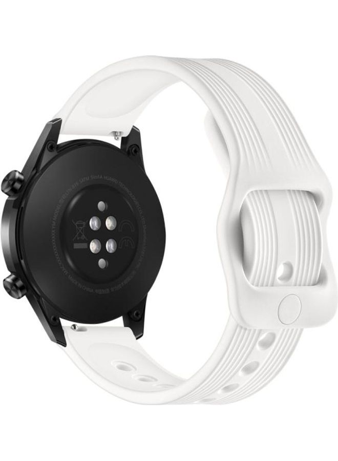BGM Silicone Replacement Strap For Huawei Watch GT2 42mm/Galaxy Watch Active 2/Huami GTS/GTR 42mm White - Image 2
