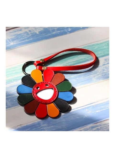 Sun Flower Anti-Scratch Shockproof Leather Protective Cover Case with Hook Loop and Lanyard For Apple AirTag Multicolour