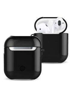 Varnished PC Bluetooth Earphones Case Anti-Lost Storage Bag For Apple AirPods 1/2 Black