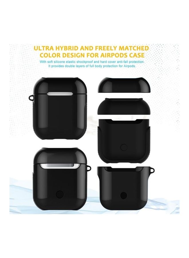 BGM - Varnished PC Bluetooth Earphones Case Anti-Lost Storage Bag For Apple AirPods 1/2 Black - Image 1