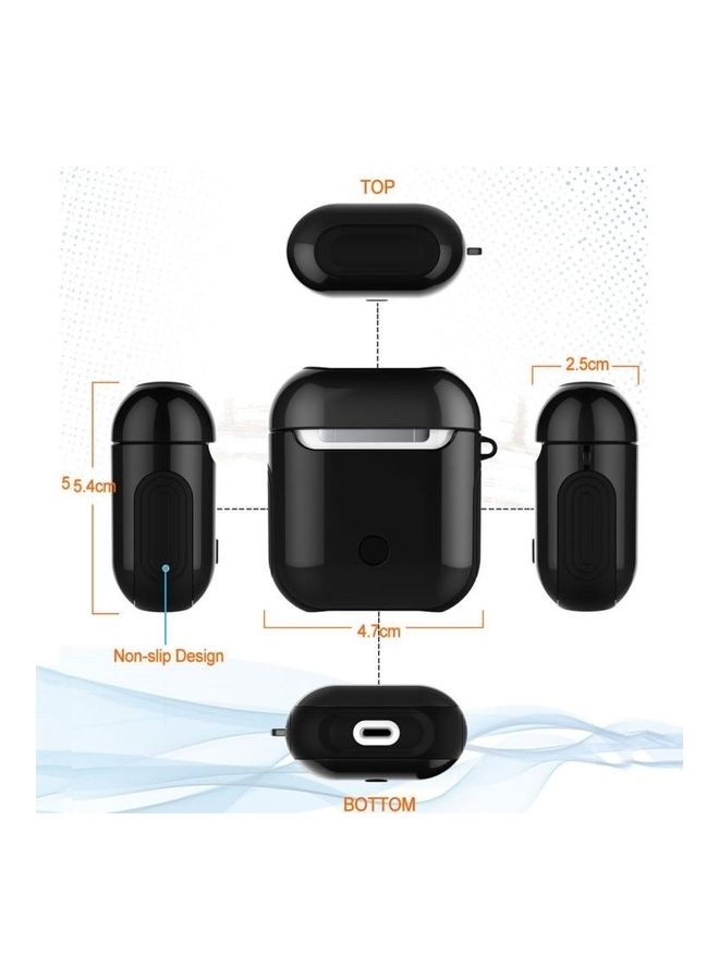 BGM - Varnished PC Bluetooth Earphones Case Anti-Lost Storage Bag For Apple AirPods 1/2 Black - Image 1