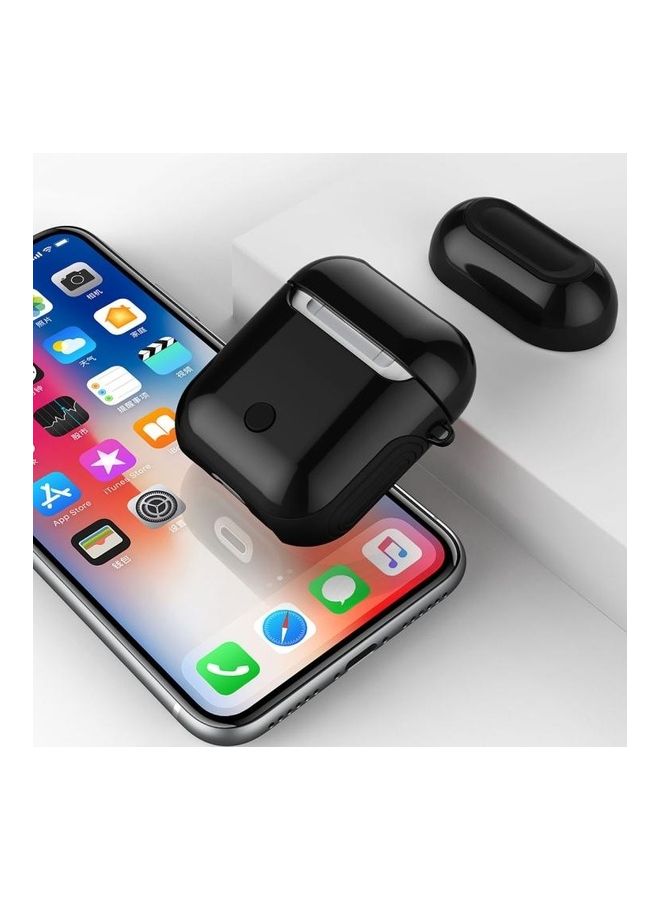 BGM - Varnished PC Bluetooth Earphones Case Anti-Lost Storage Bag For Apple AirPods 1/2 Black - Image 1