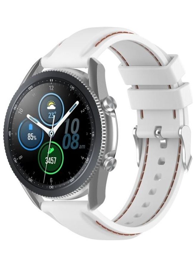 بي جي إم سوار بديل مصنوع من السيليكون مناسب لساعة سامسونج جالاكسي 3 مقاس 45 مم/ جير S3 مقاس 22 مم أبيض - Image 4