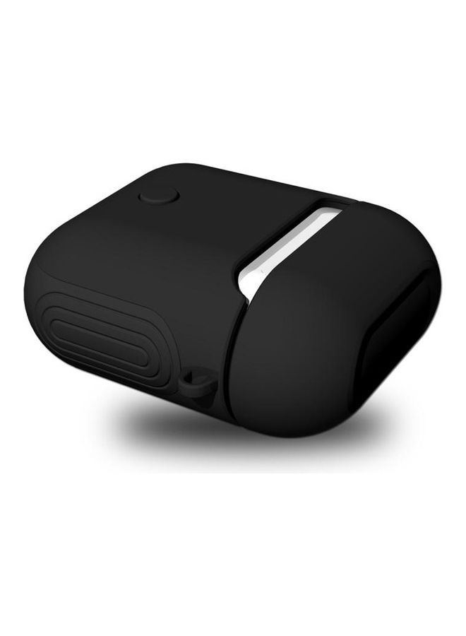 BGM - Frosted Rubber Paint And PC Bluetooth Earphones Case Anti-Lost Storage Bag For Apple AirPods 1/2 Black - Image 1