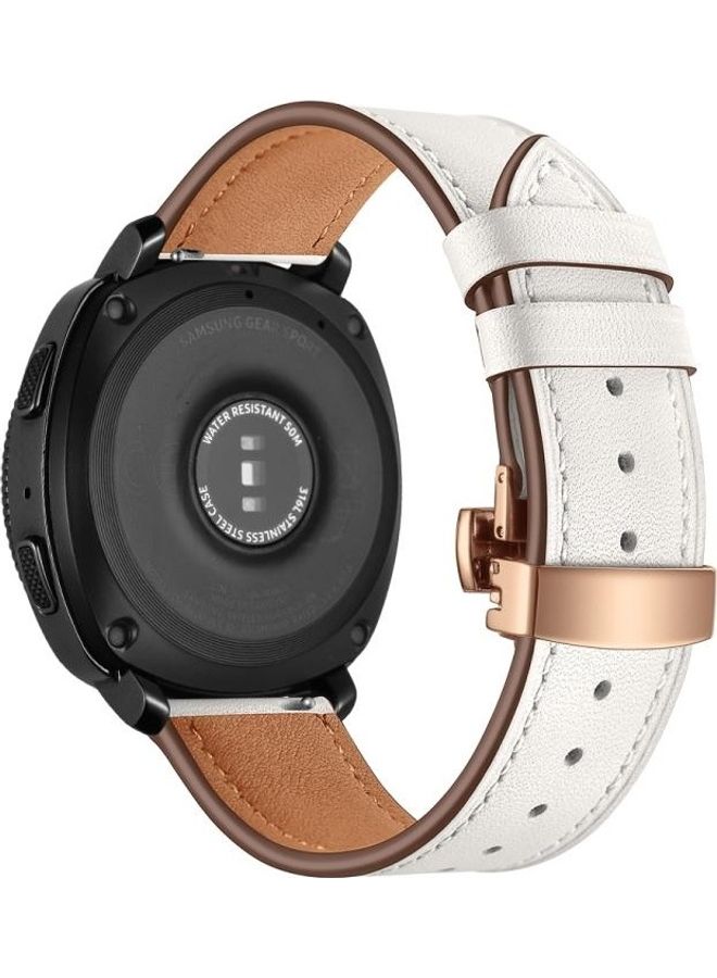 BGM Butterfly Buckle Leather Replacement Strap For Huawei Watch GT2e/GT2 46mm White - Image 1