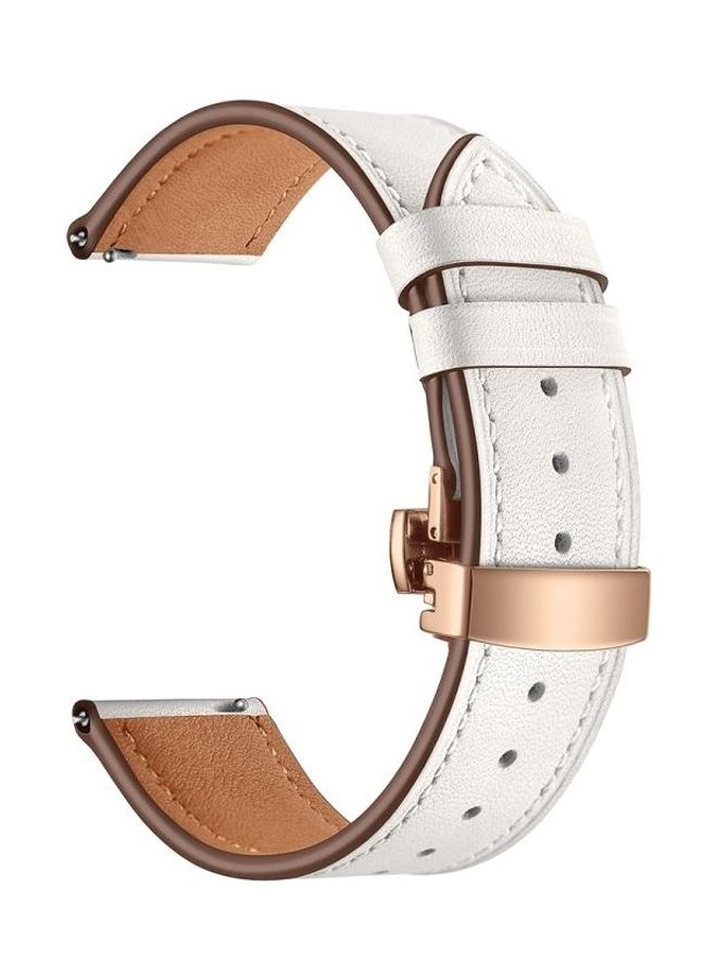BGM Butterfly Buckle Leather Replacement Strap For Huawei Watch GT2e/GT2 46mm White - Image 2