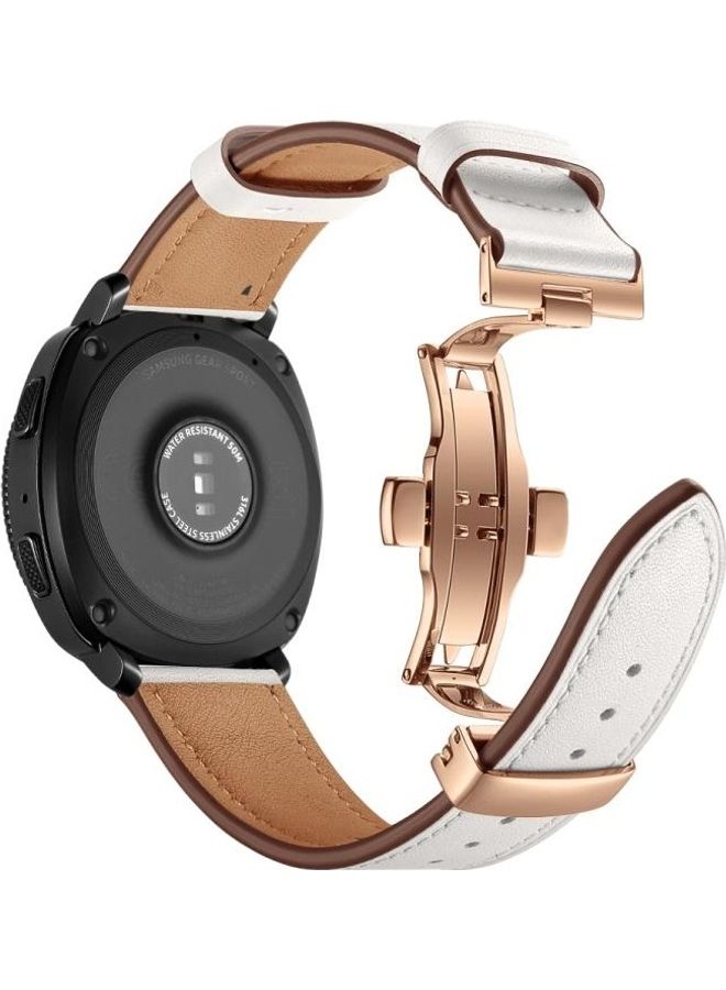 BGM Butterfly Buckle Leather Replacement Strap For Huawei Watch GT2e/GT2 46mm White - Image 3