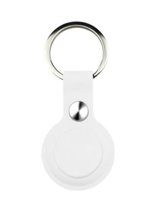 Shockproof Anti-Scratch Silicone Soft Case With Keychain Ring For Apple AirTag White/Silver - v1631105527/N50686506A_1