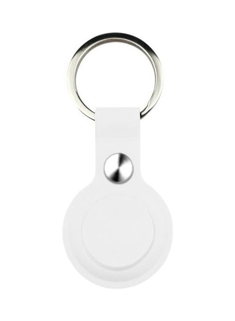 Shockproof Anti-Scratch Silicone Soft Case With Keychain Ring For Apple AirTag White/Silver